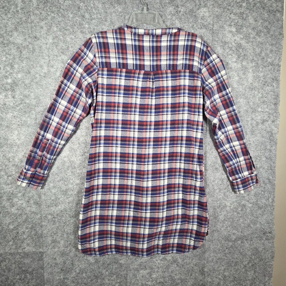 Merrell Vagabond flannel tunic dress plaid pattern half-placket button closure S - Picture 6 of 8